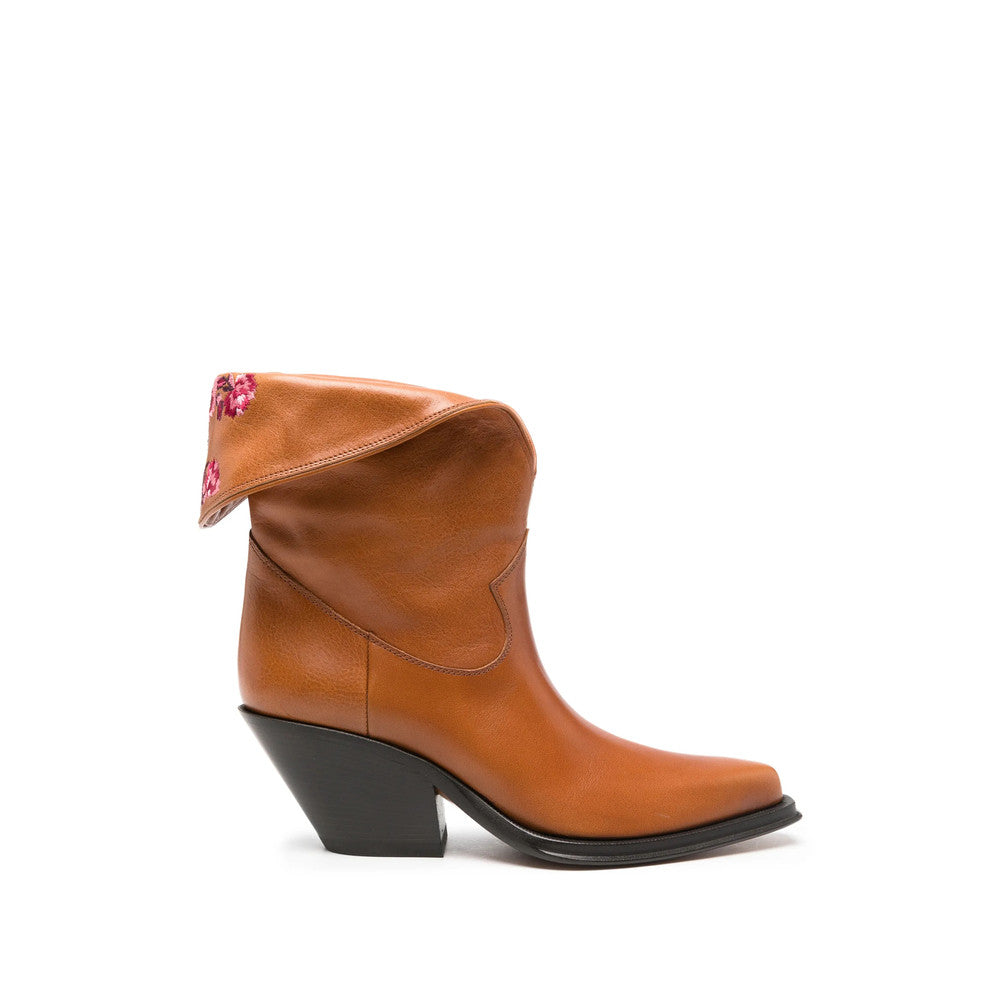 Brown Embroidered Western Boots 1