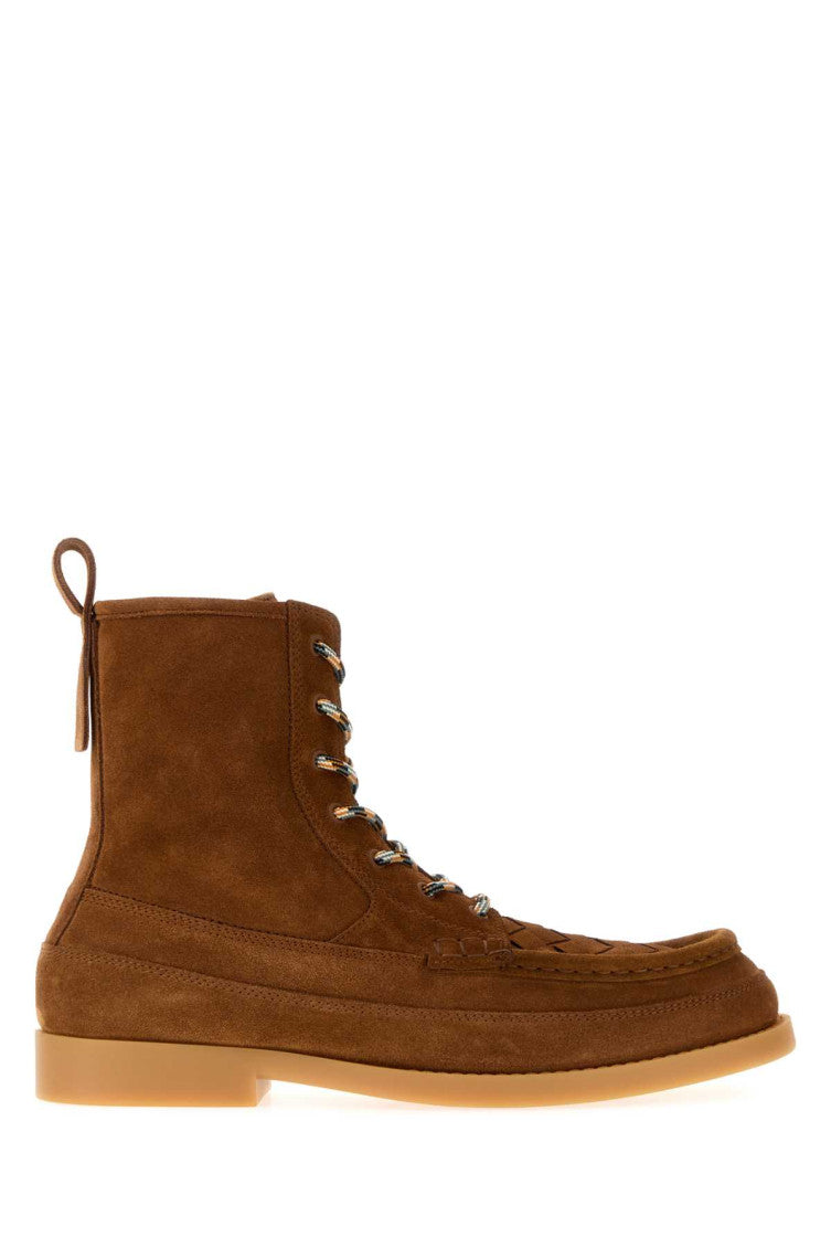 Brown Solid Suede Boots 1