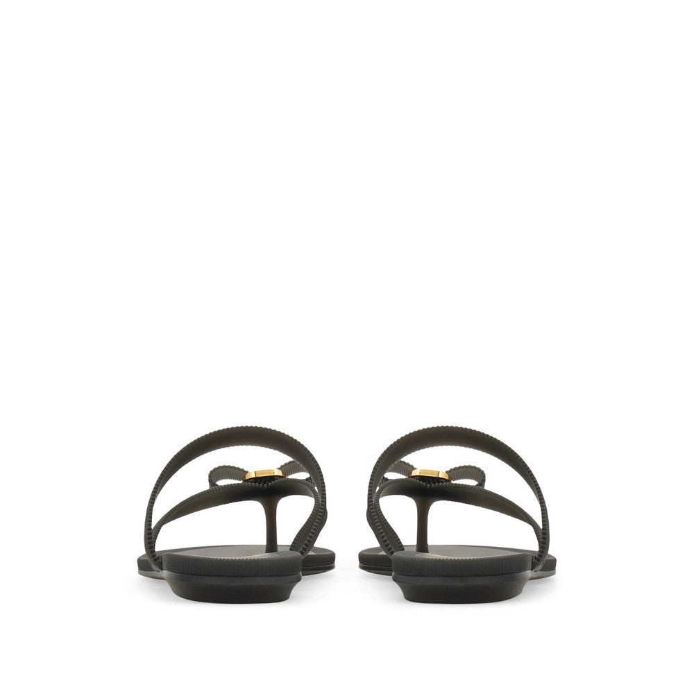 Black Textured Vara Slippers 4
