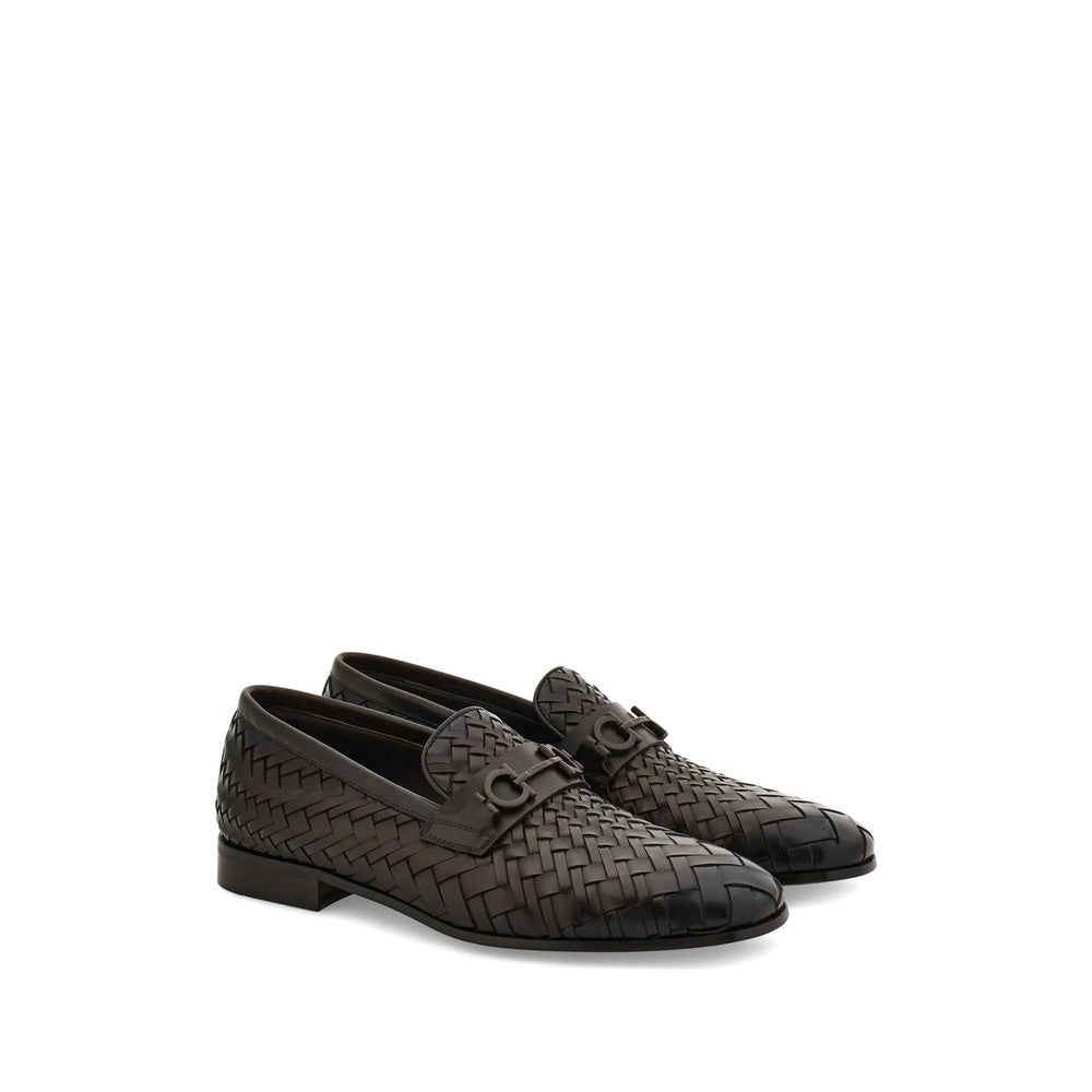 Dark Brown Woven Gancini Loafers 2