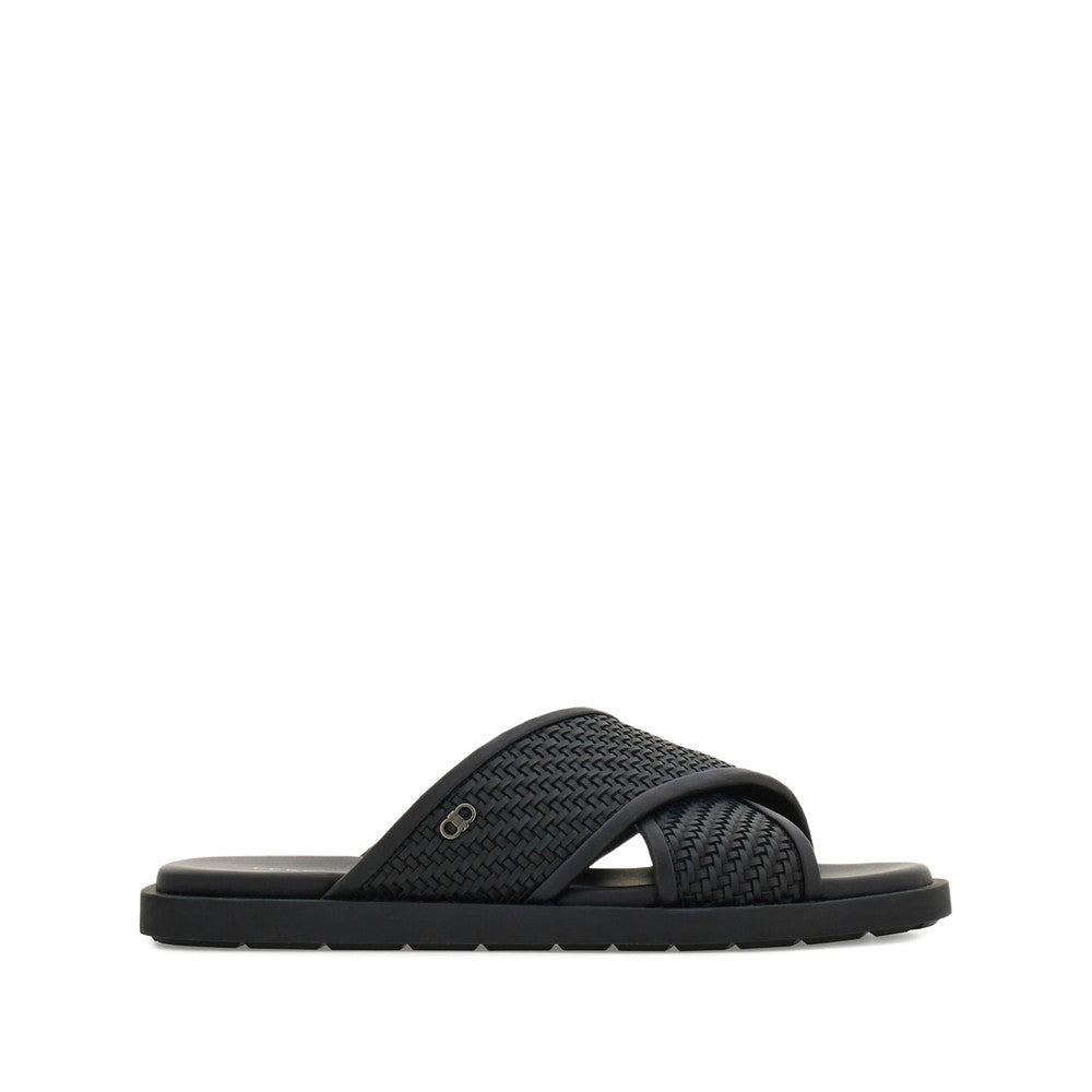 Black Woven Gancini Sandals 1