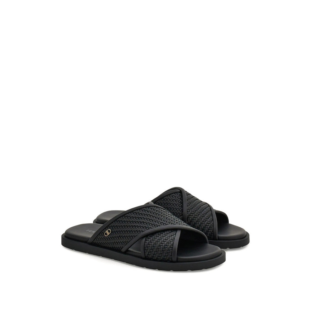 Black Woven Gancini Sandals 2
