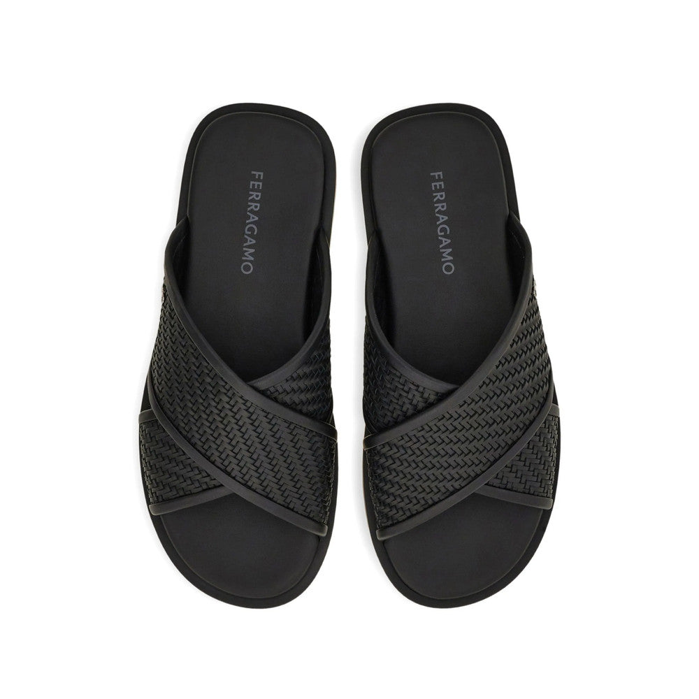 Black Woven Gancini Sandals 3
