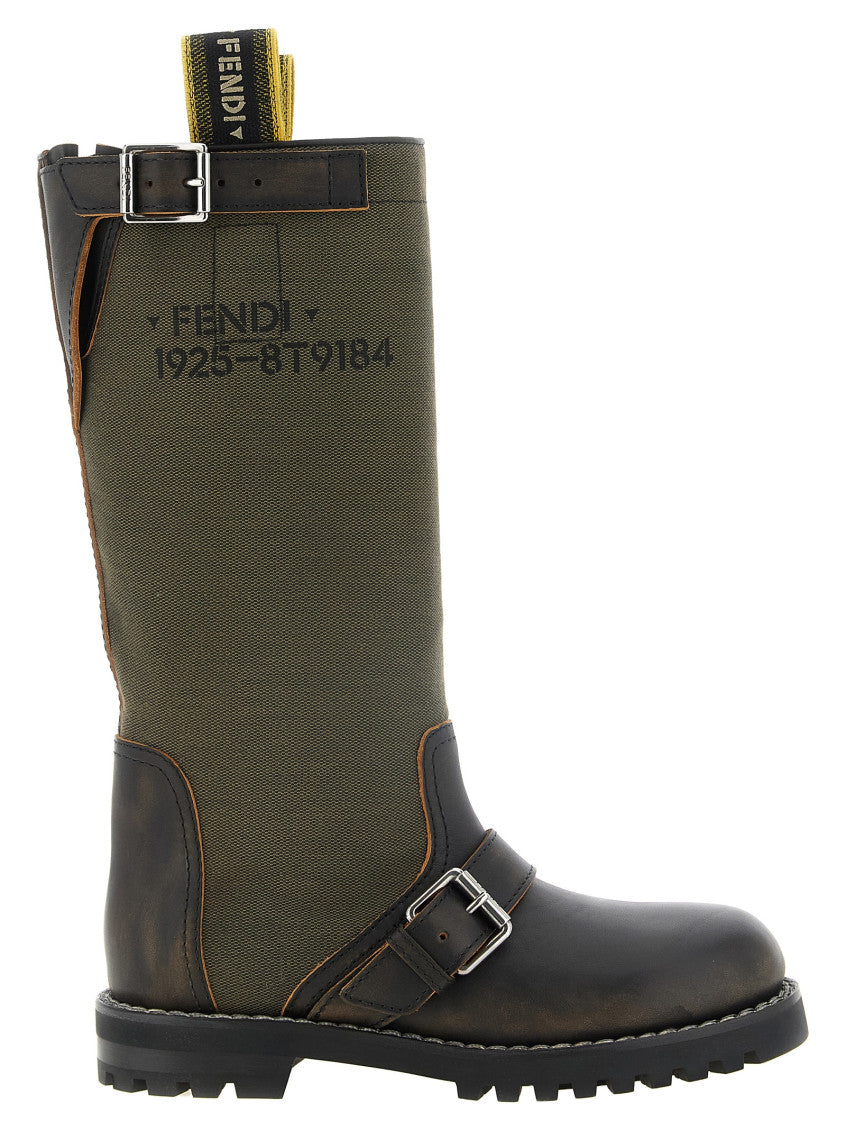 Green Logo Biker Boots 1