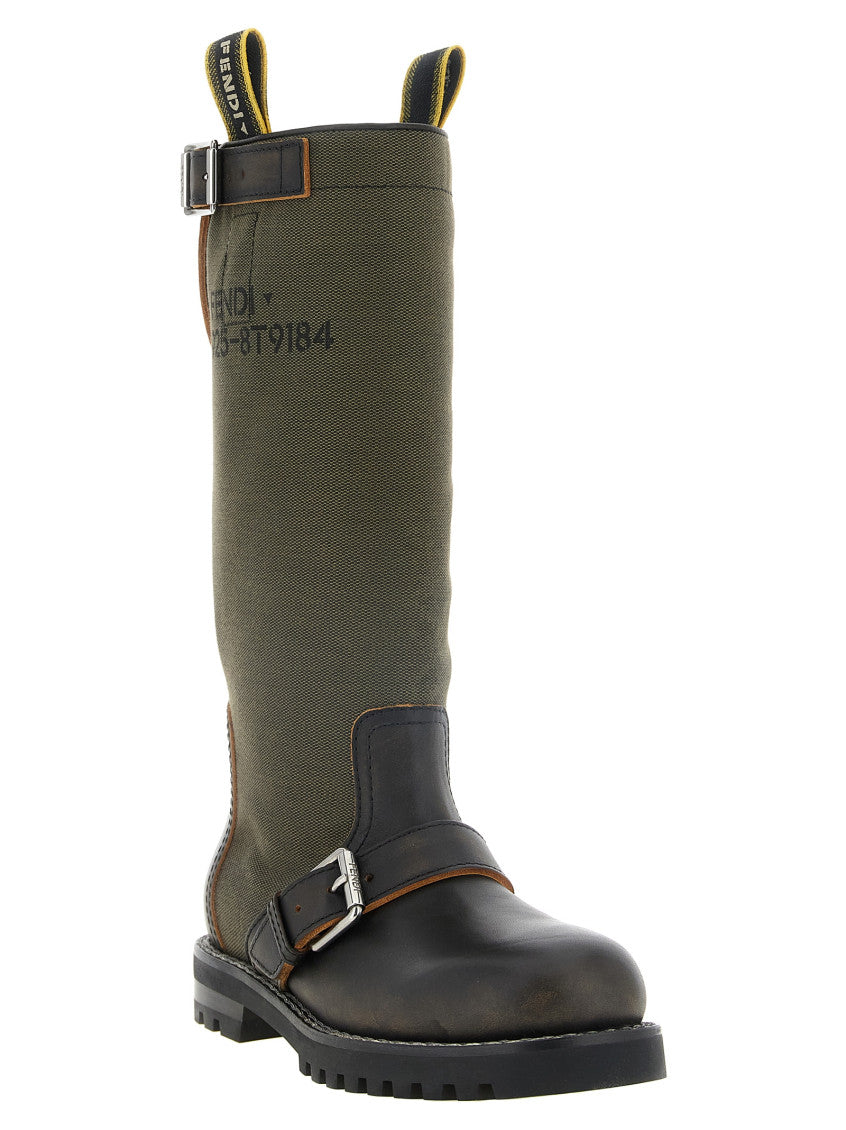 Green Logo Biker Boots 2