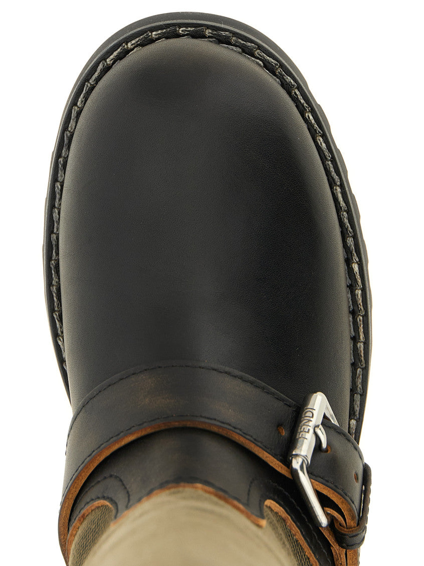 Green Logo Biker Boots 4