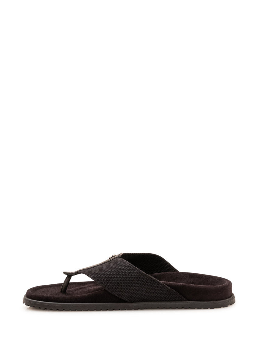 Dark Brown Textured Sandals 4