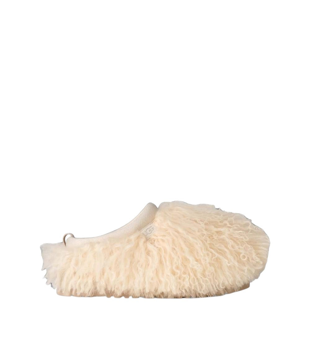 Beige Textured Fluff Slides 1