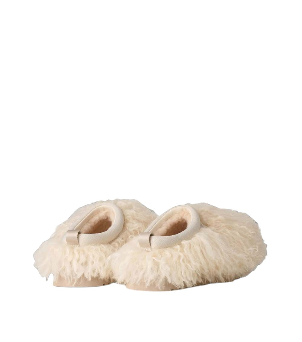 Beige Textured Fluff Slides 2