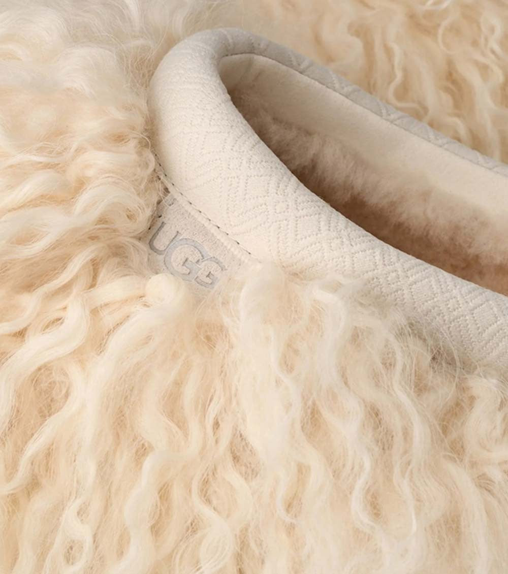 Beige Textured Fluff Slides 4
