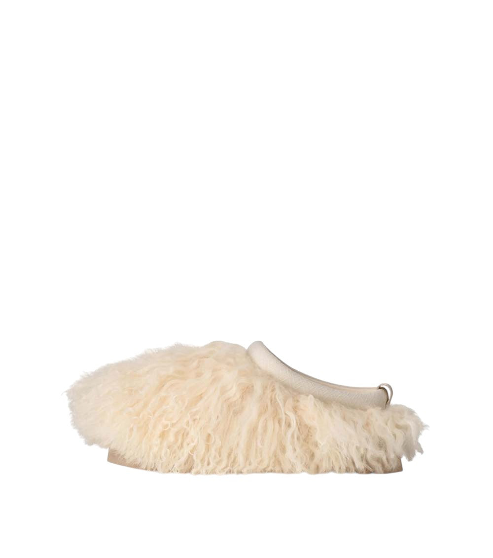 Beige Textured Fluff Slides 5