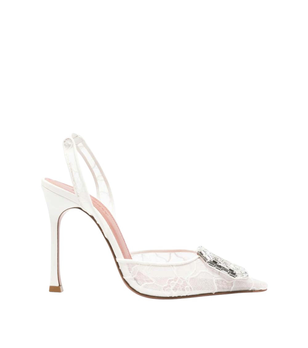 White Lace Camelia Pumps 1