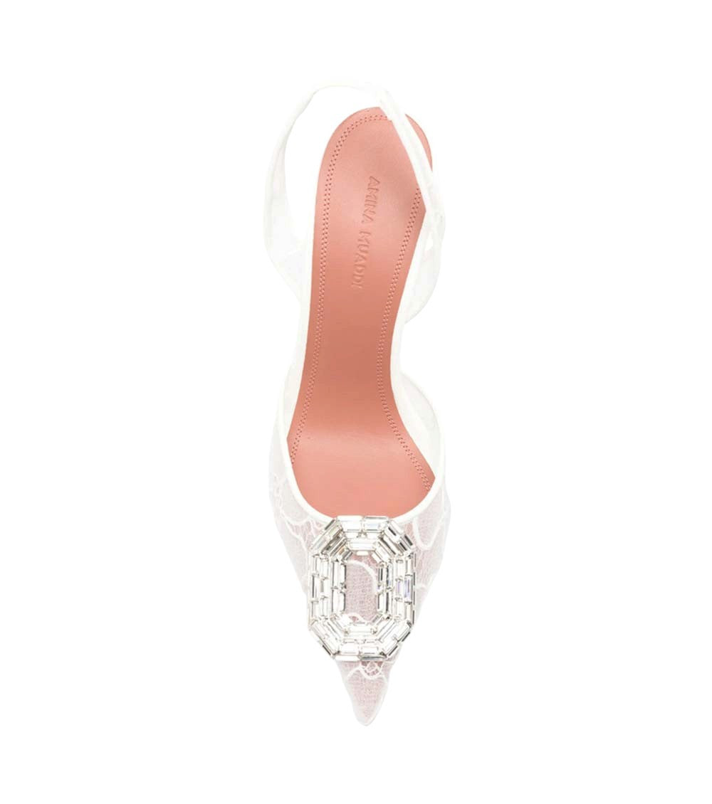 White Lace Camelia Pumps 3