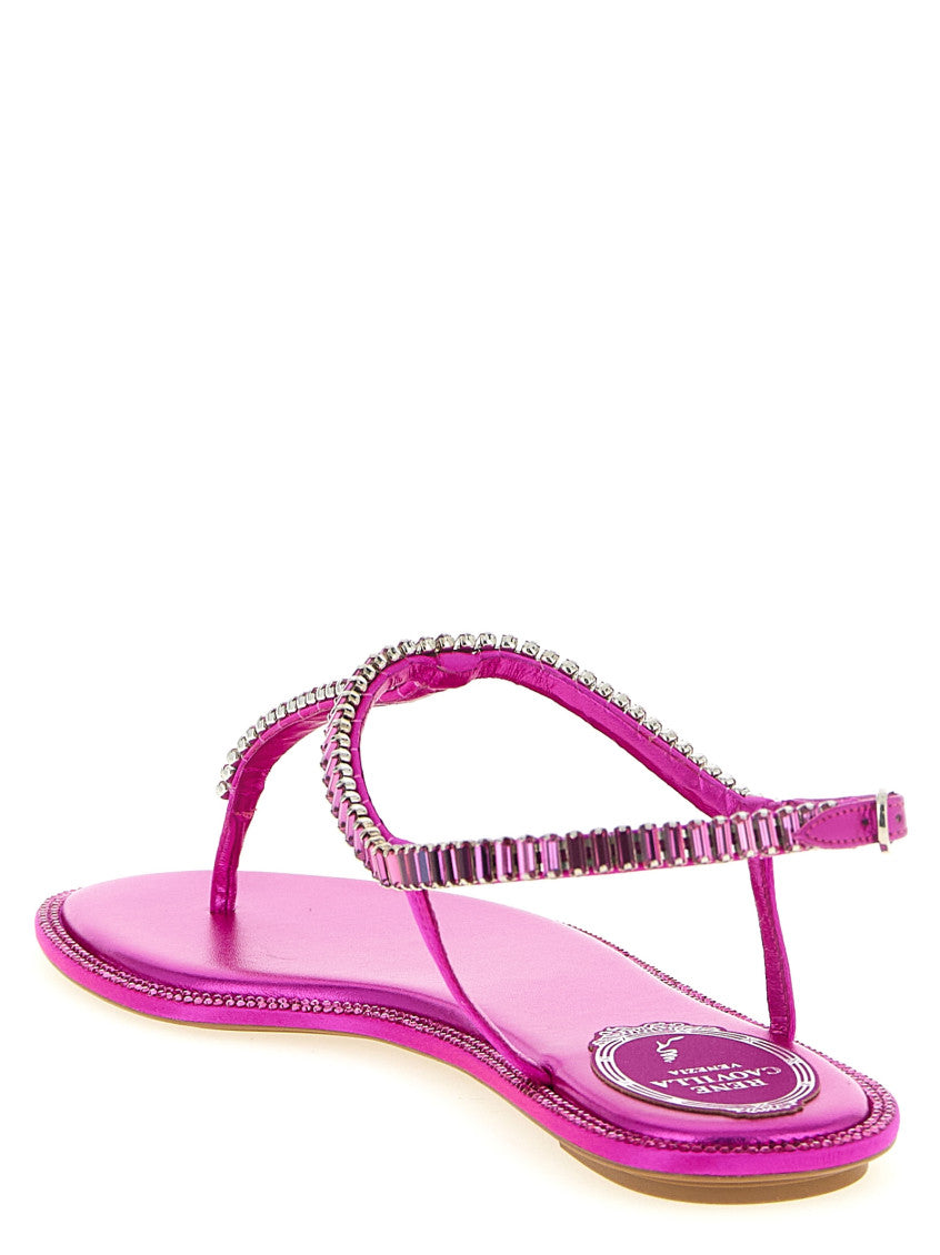 Fuchsia T-Strap Sandals 3