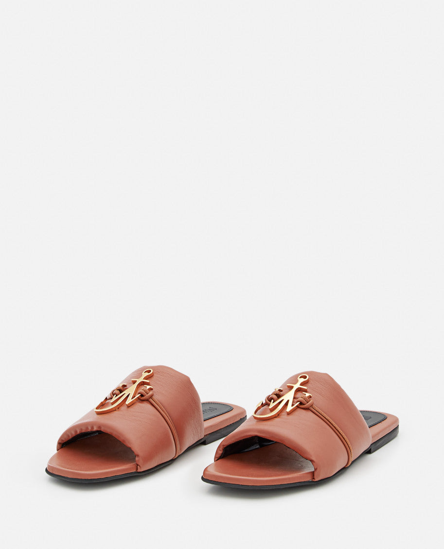 Brown Anchor Logo Leather Flats 4
