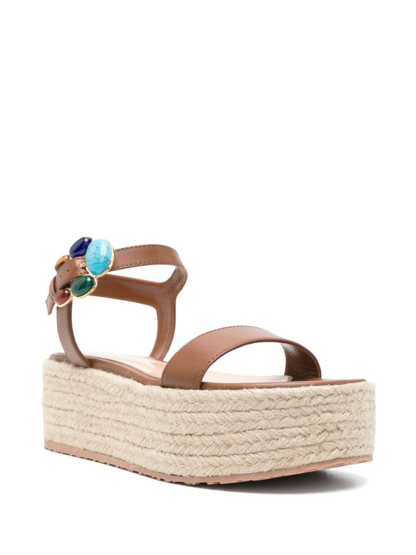 Brown Open Toe Wedges 2