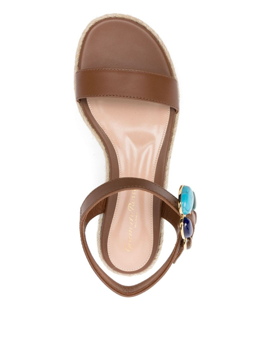 Brown Open Toe Wedges 4