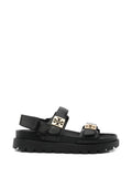 Black Logo Leather Sandals 1