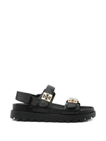 Black Logo Leather Sandals 1