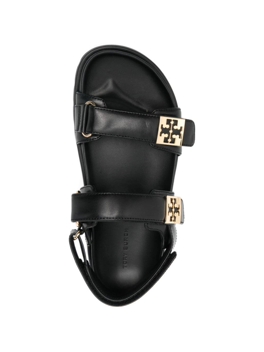 Black Logo Leather Sandals 2