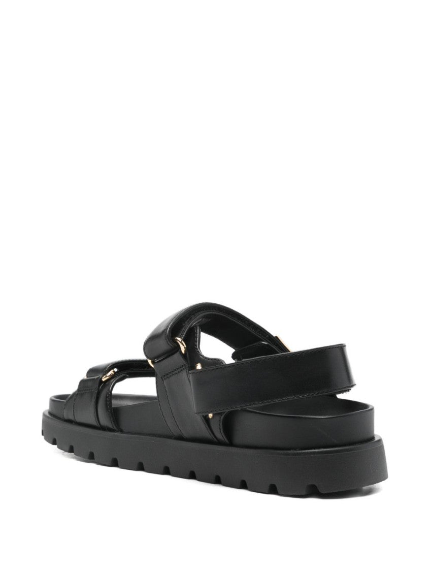 Black Logo Leather Sandals 3