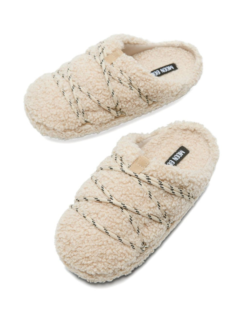 Beige Teddy Slides 2