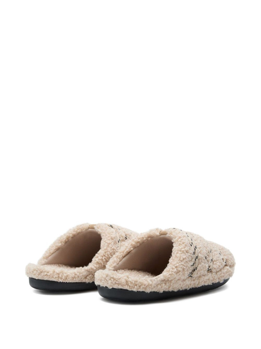 Beige Teddy Slides 4