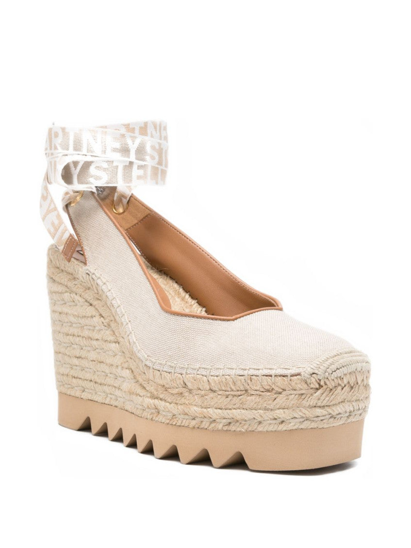 Beige Logo Espadrille Wedges 4