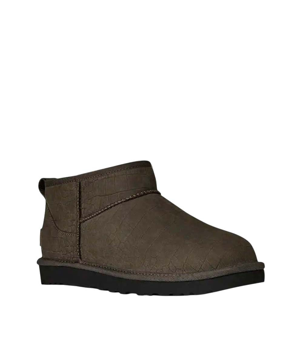 Brown Embossed Leather Boots 1
