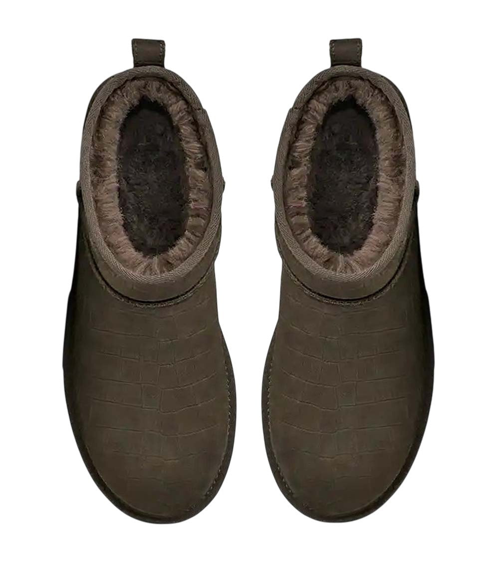 Brown Embossed Leather Boots 3