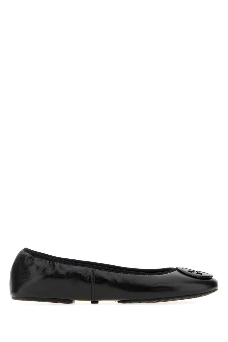 Black Leather Ballet Flats 1