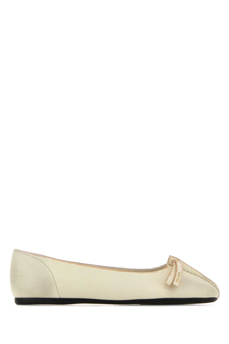 Off White Leather Ballet Flats 1