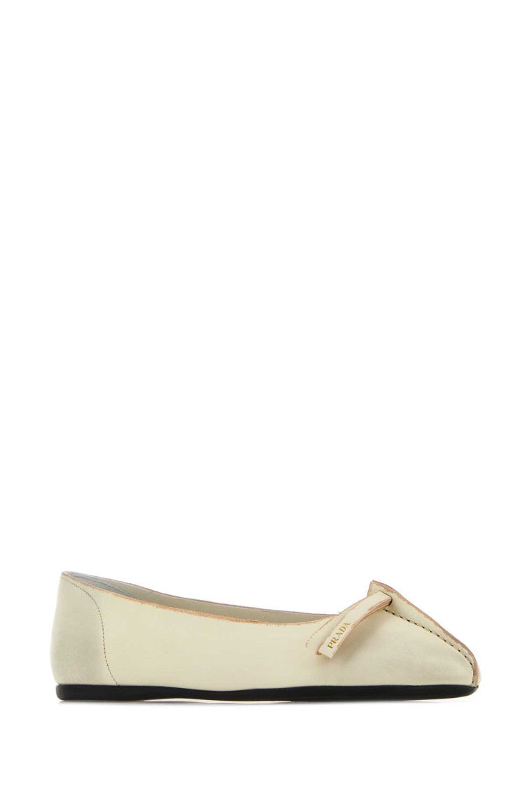 Off White Leather Ballet Flats 2