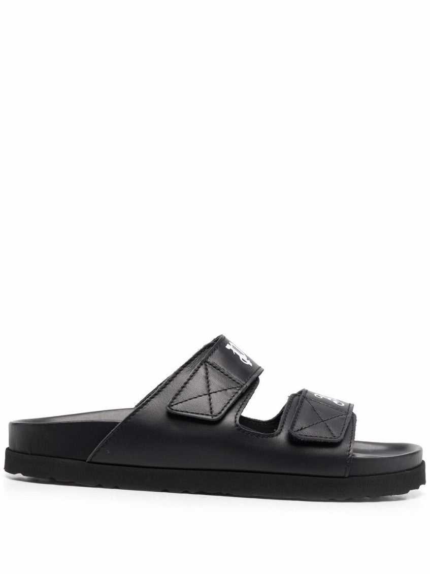 Black Logo Double-Strap Sandals 1