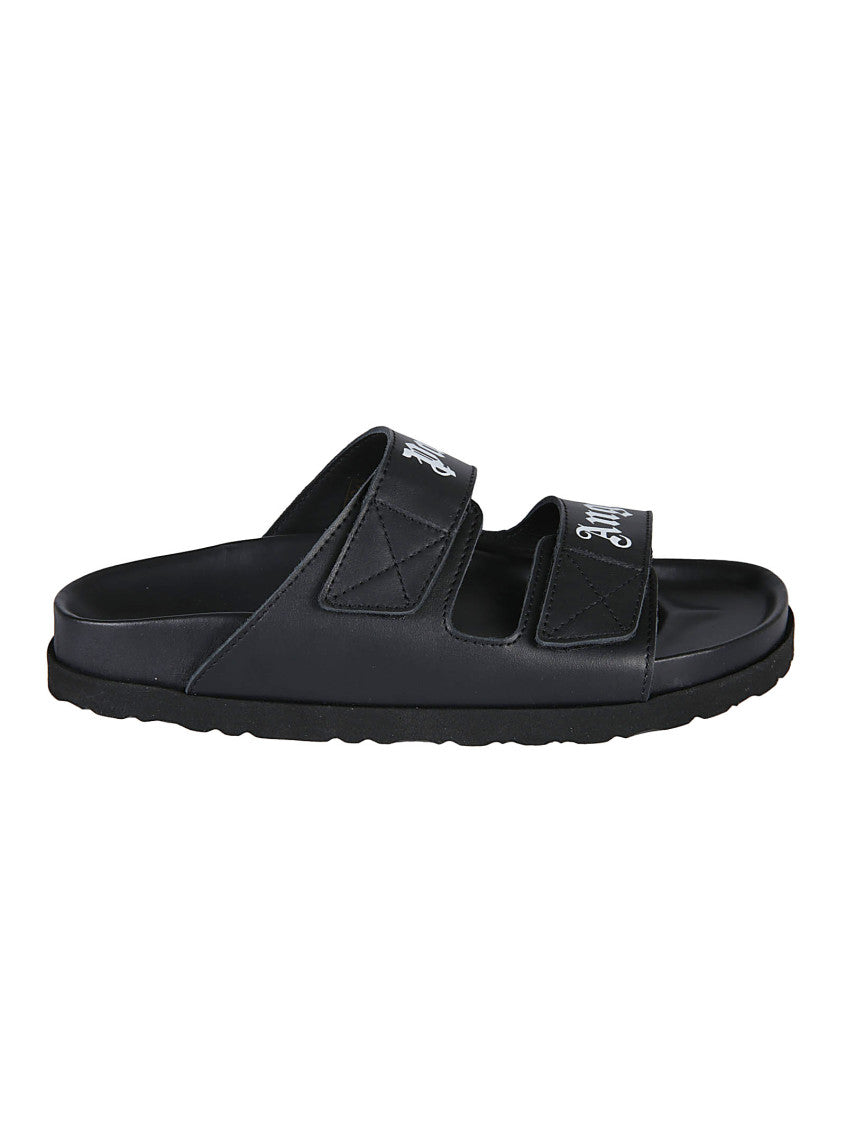 Black Logo Double-Strap Sandals 4