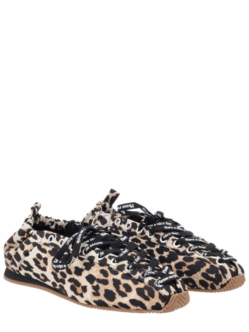 Leopard Print Lace Up Ballet Flats 2