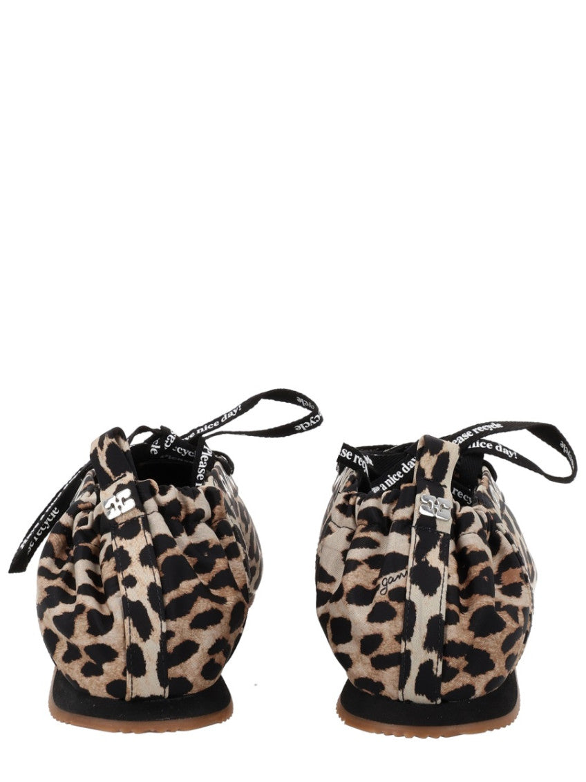 Leopard Print Lace Up Ballet Flats 4