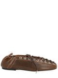 Brown Lace Up Ballet Flats 1