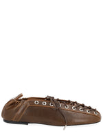 Brown Lace Up Ballet Flats 1