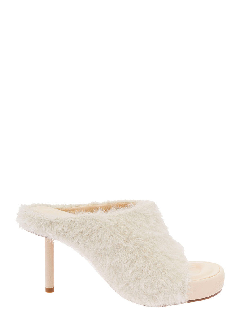 White Solid Slip On Sandals 1
