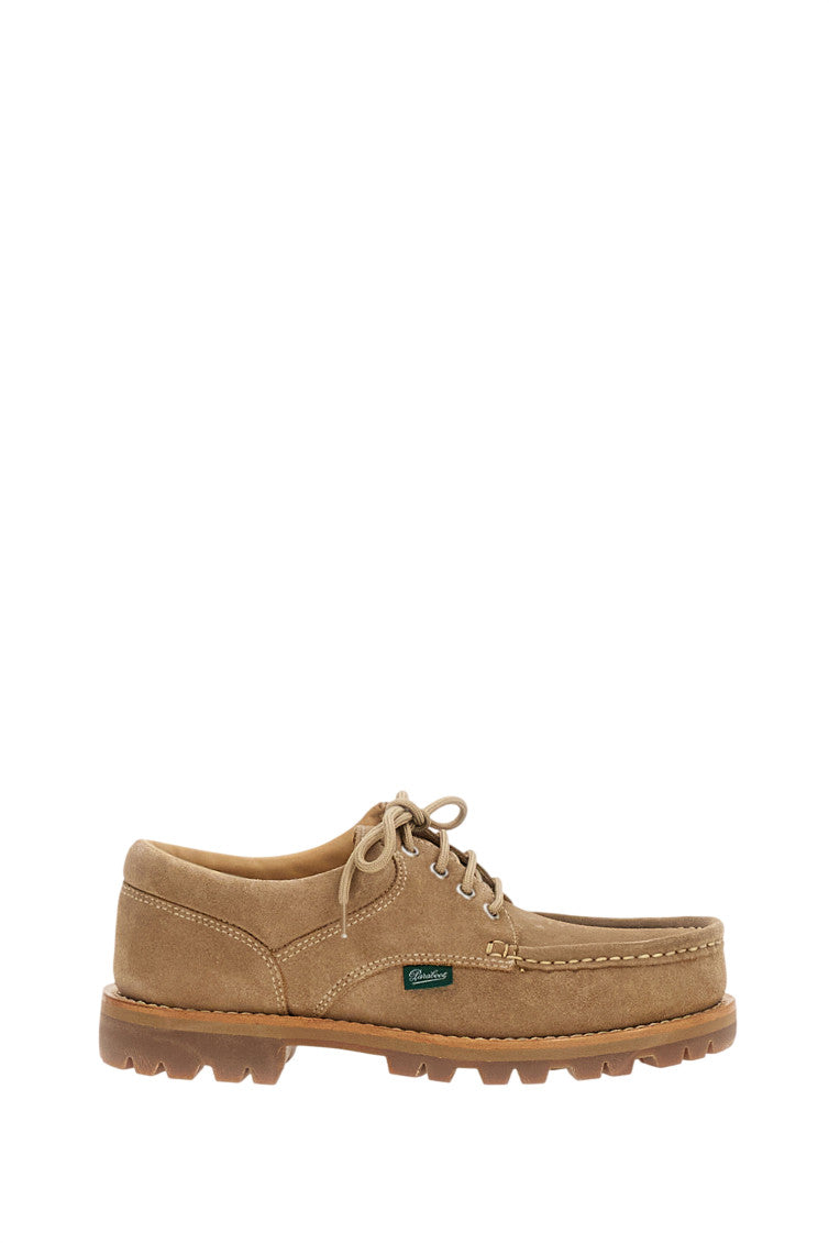 Beige Solid Lace Ups Shoes 1