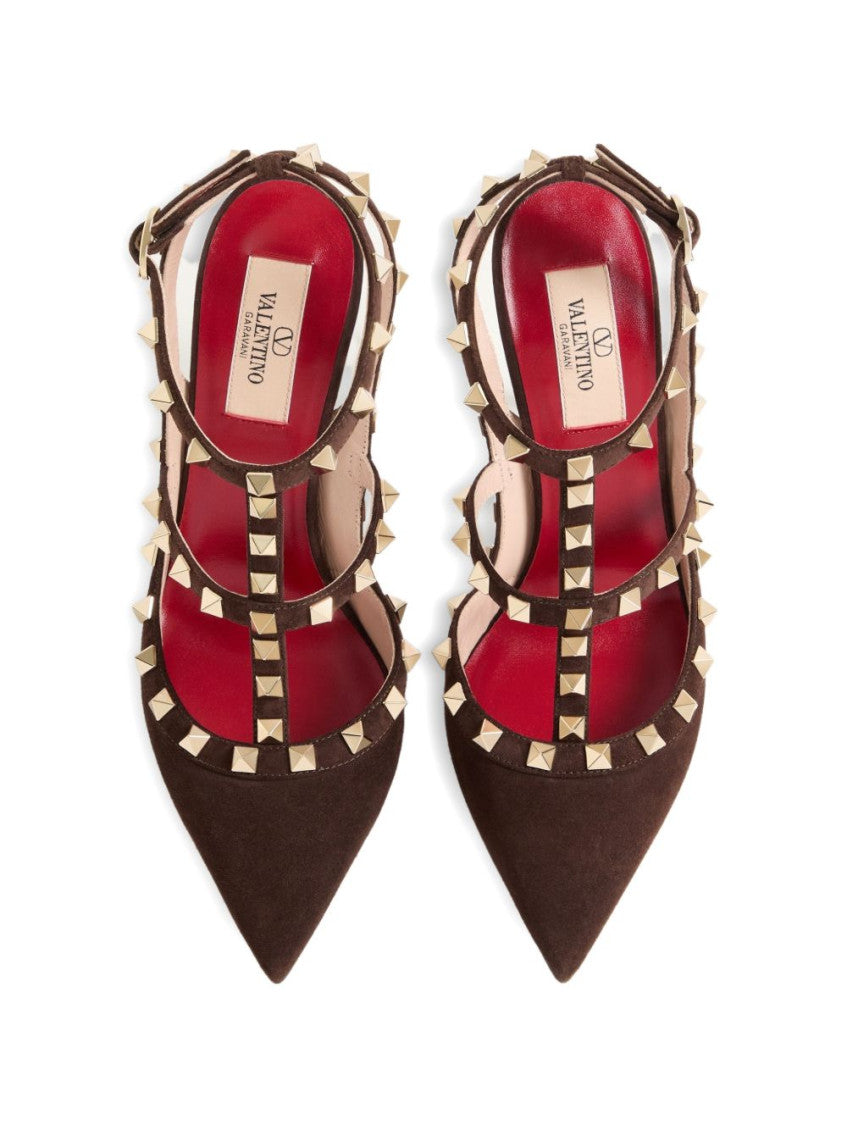 Dark Brown Rockstud Pumps 3