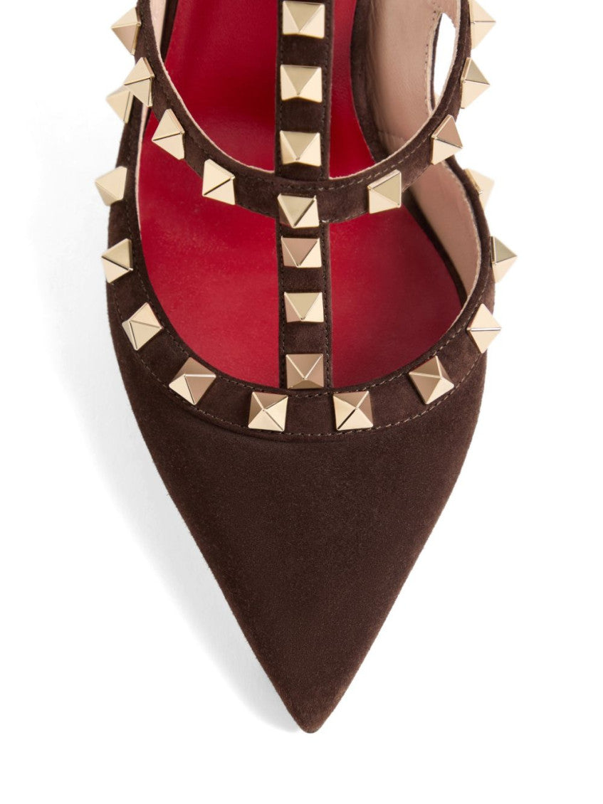 Dark Brown Rockstud Pumps 4
