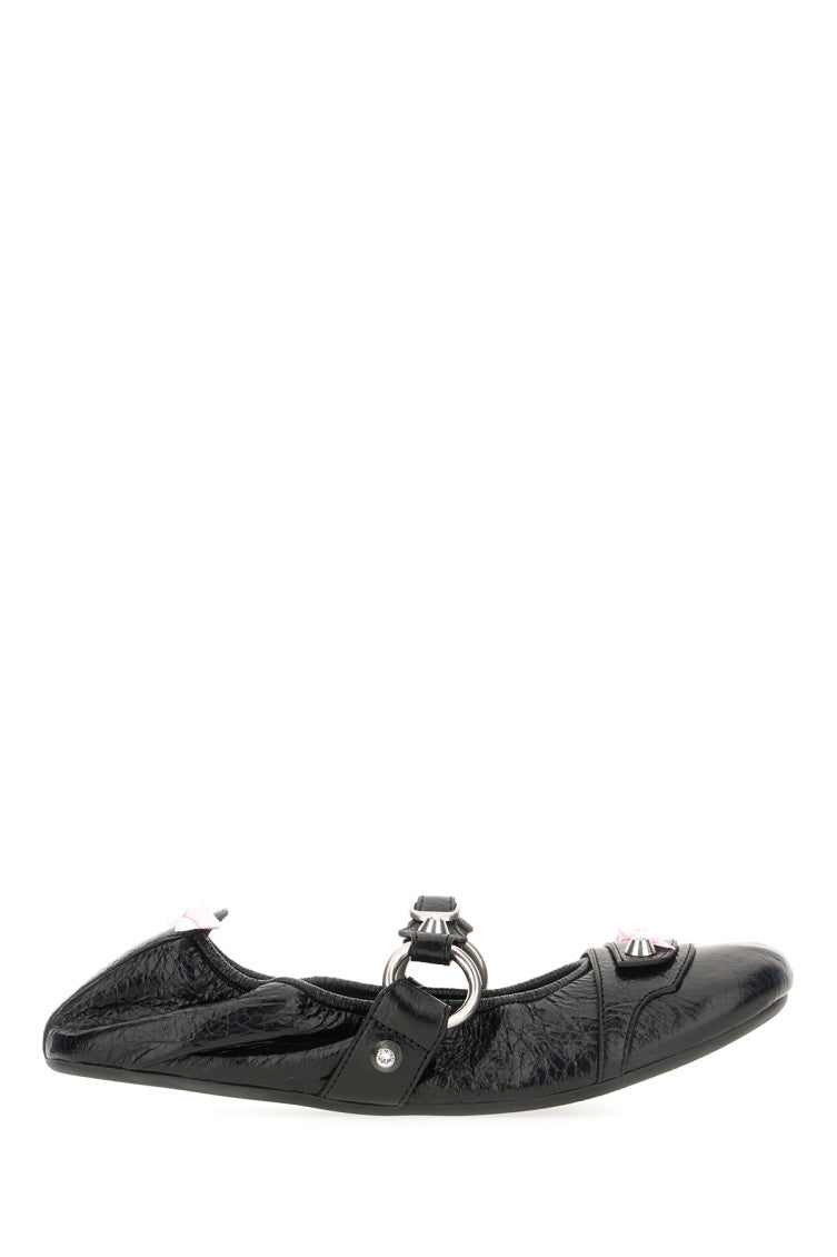 Black Leather Ballet Flats 1