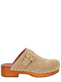 Beige Studded Mules 1