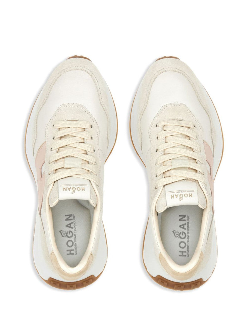 Beige Color Block Sneakers 3
