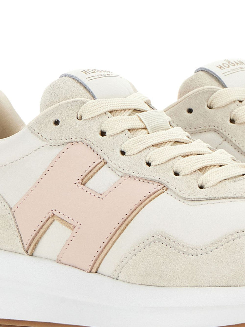 Beige Color Block Sneakers 4