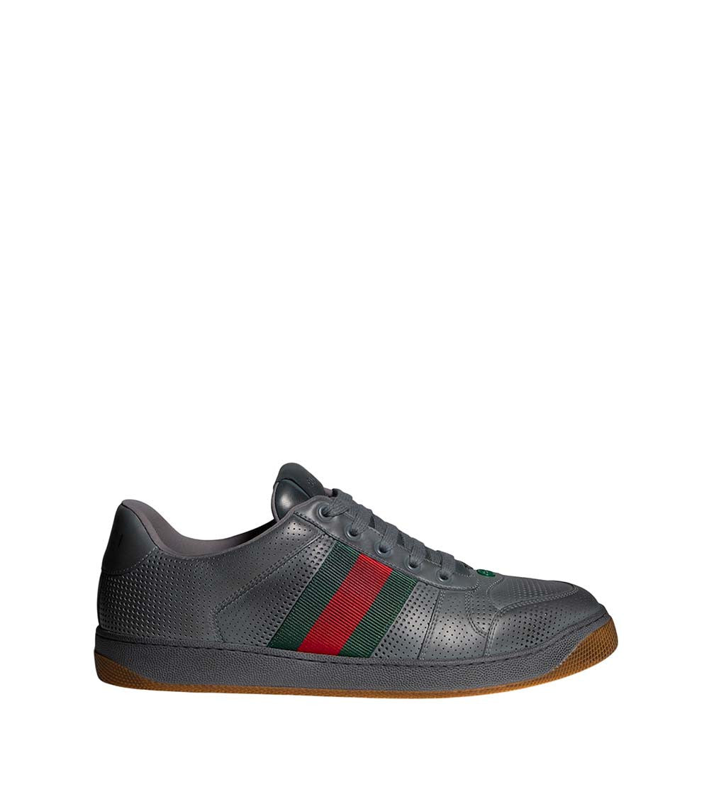 Grey Striped Screener Sneakers 1