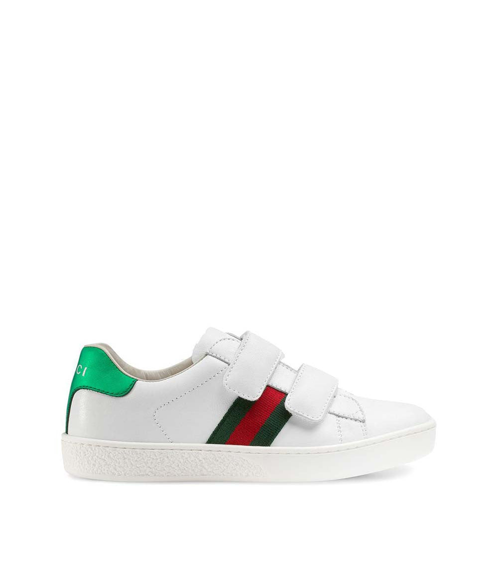 Kids White Ace Leather Sneakers 1