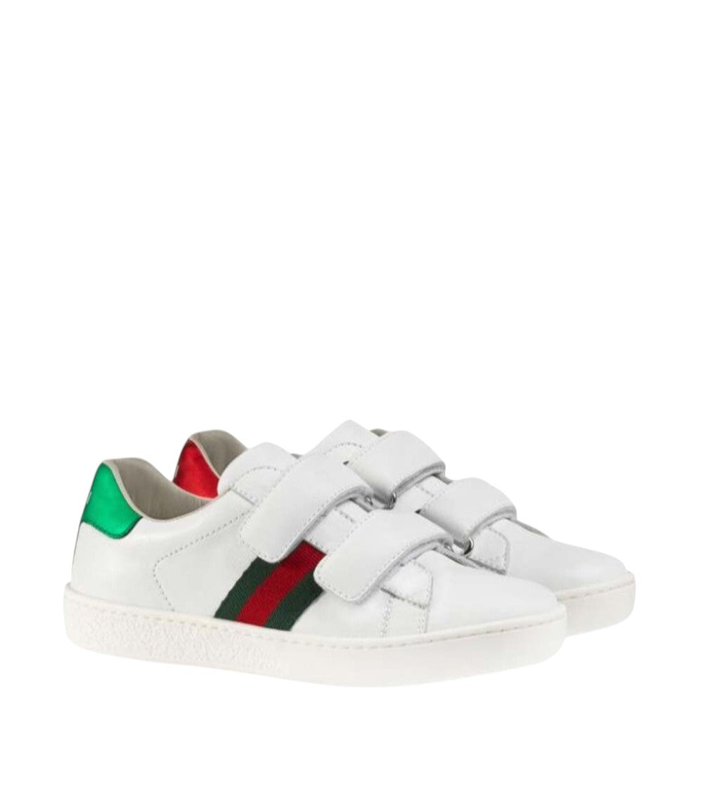 Kids White Ace Leather Sneakers 2
